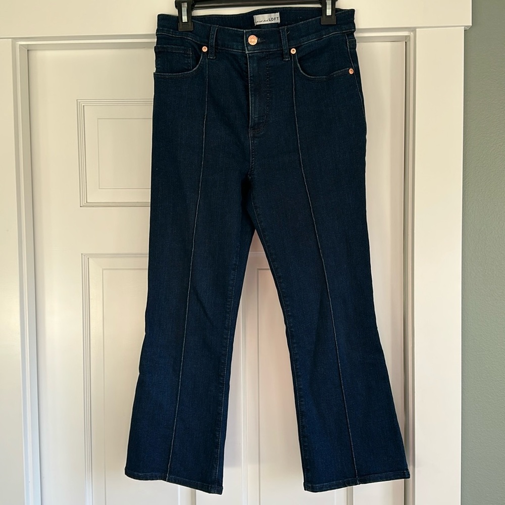 LOFT-Pintucked High Rise Kick Crop Jeans